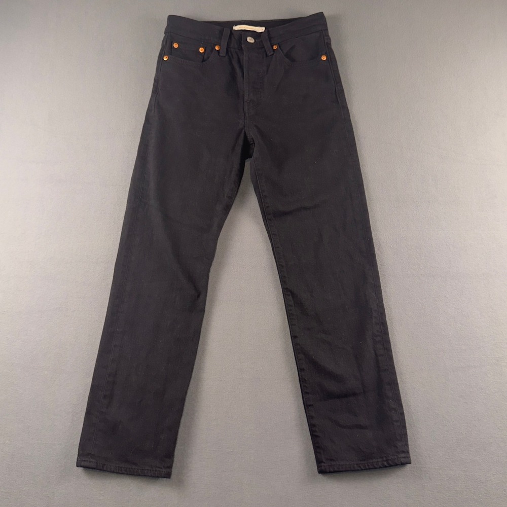 Levis Premium Wedgie Straight Black Jeans W24 L26 High Rise 34964-0023